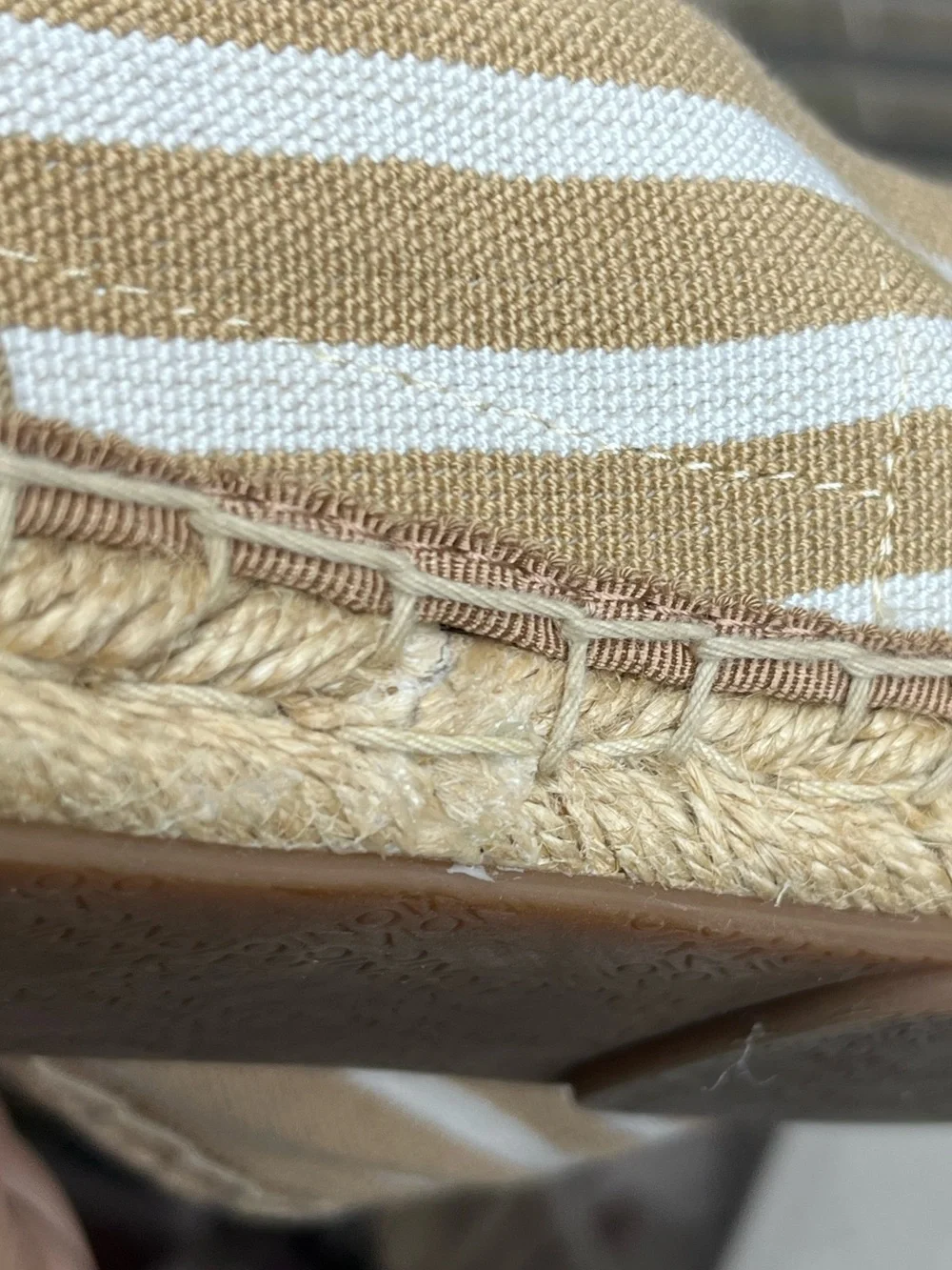 Vionic Valeri Sand Striped Nautical Coastal Resort Espadrille Flats Sz 9